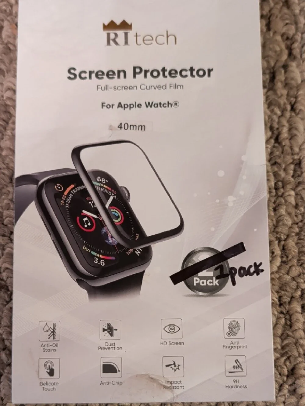 40mm Screen Protector for Apple Watch - Clear (Black Frame) 2pack